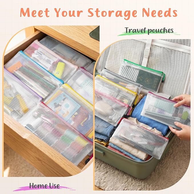 Smarpau 24 Pack Pencil Pouches, A6 Waterproof PVC Pencil Bags, 12 Colors Mesh - Image 6