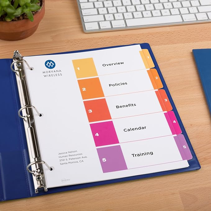 Avery 5 Tab Dividers for 3 Ring Binders, Customizable Table of Contents - Image 6