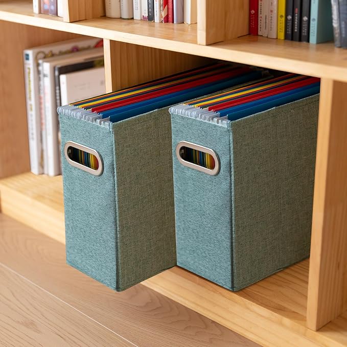 2 Packs Letter Size File Organizer, File Folders Organizer, Fabric Storage Box - Image 7
