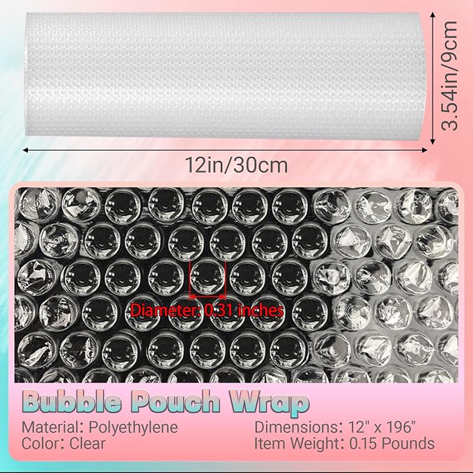 12 in x 15 ft Clear Bubble Cushioning Wrap, Protective Packing Roll - Image 2