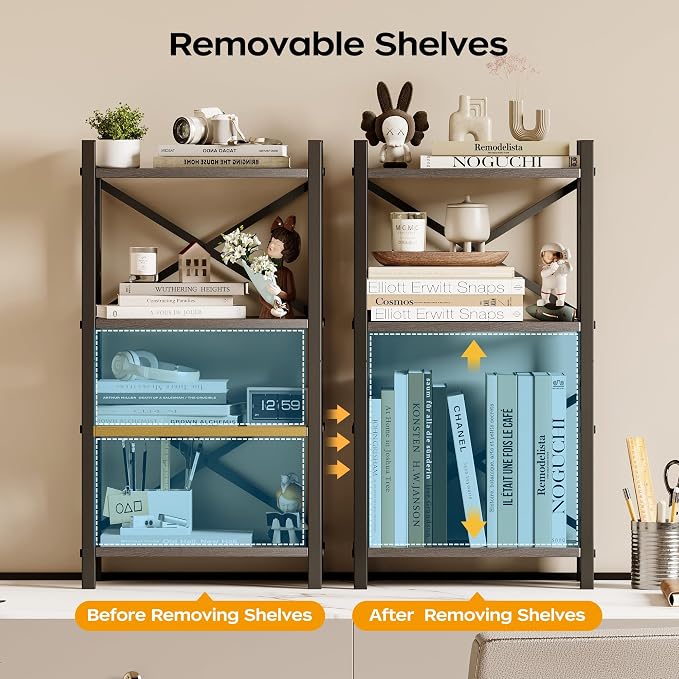 2-Pack Desktop Bookshelf, 4-Tier Stackable Narrow Bookcase, Adjustable - Image 4