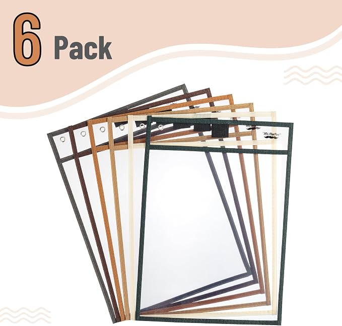 Mr. Pen- Reusable Dry Erase Pocket Sleeves, 6 Pack, Colorful | Desert Dusk Color - Image 2