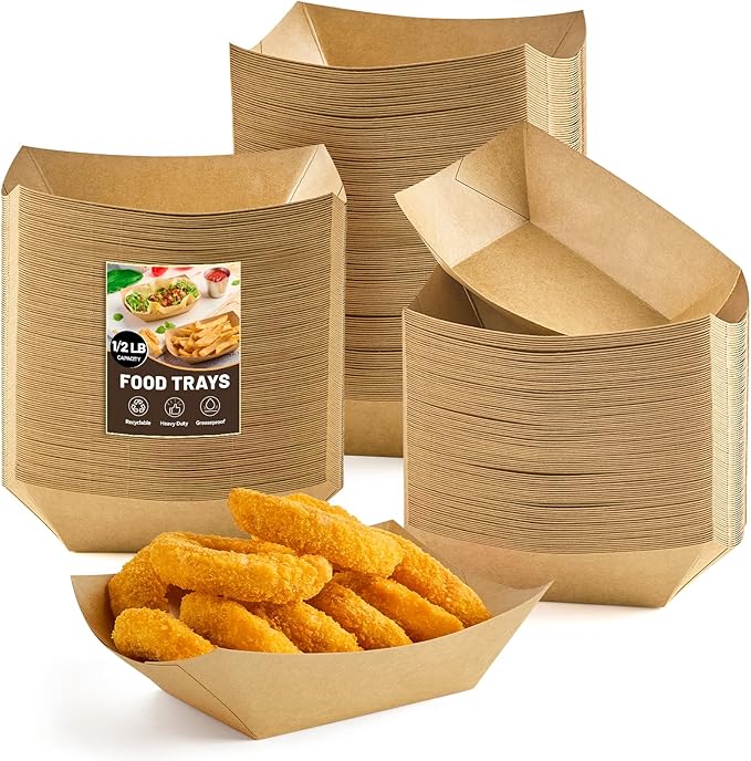 ZORRITA Small Paper Food Trays, 1/2 Lb, 120 Pack, Disposable | Mini Brown Paper by ZORRITA