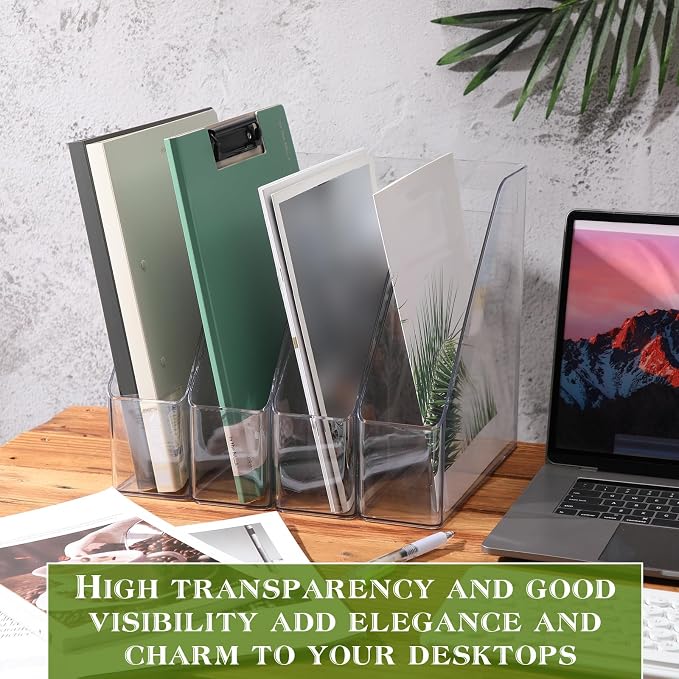 6 Pcs Clear Acrylic Magazine File Holder Plastic Desk Organizer - Image 5