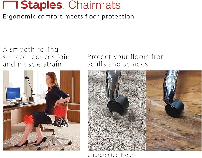 Staples Office Chair Mat, Medium-Pile Carpets, Extended Under-Desk Coverage - Image 6