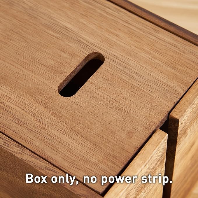 LiTY Acacia Wood Cable Management Box, Wooden Cord Hider & Organizer - Image 6