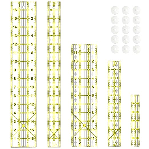 Sewing Ruler, 5 Piece Quilting Rulers, 3 x17 Inch, 1.5 x17 Inch, 3 x12 Inch by VPVPV