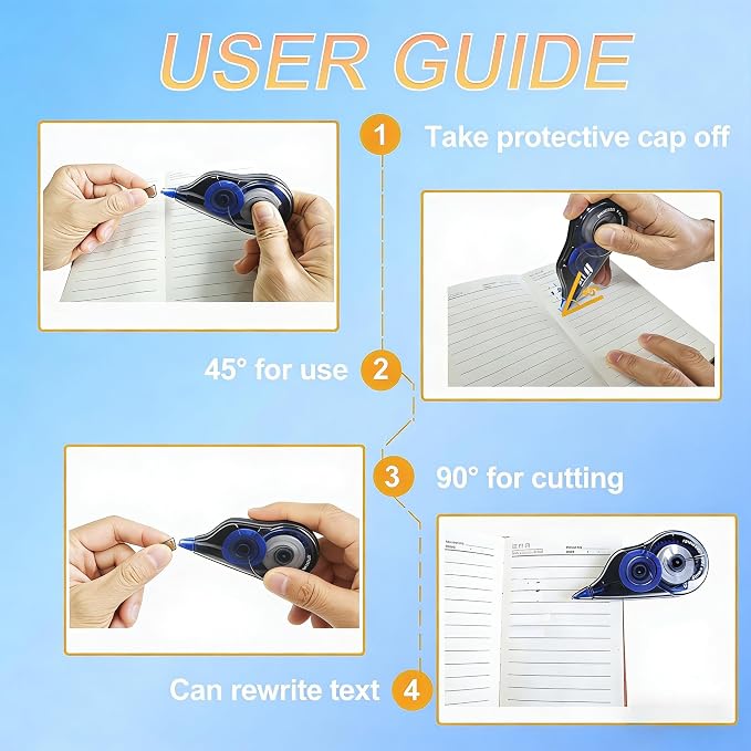 Correct Correction Tape, 12-Count Pack of Whiteout Correction Tape, Note Taking - Image 4