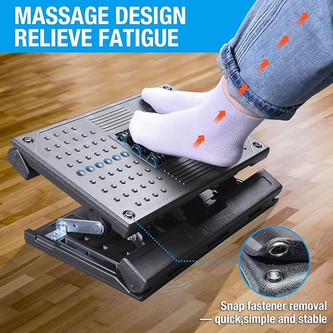 Scalebeard Foot Rest for Under Desk at Work, Height Adjustable Infinite Angle - Image 6
