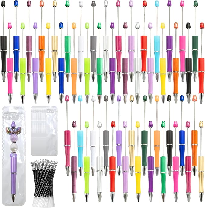 300 Pieces DIY Beadable Pen Kit – 100 Plastic Ballpoint Pens by DASTTUIS