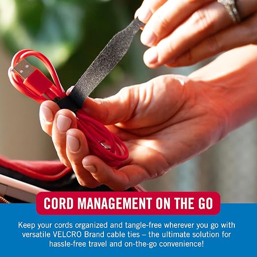 VELCRO Brand Reusable Cable Ties, 100 Pack 6 Inch, Cord & Cable Management - Image 3