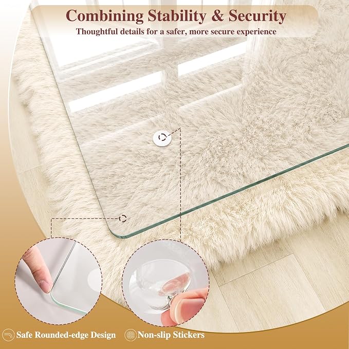 Tempered Glass Chair Mat, 4 Non‑Slip Pads, Smooth Glide & Easy Clean, Carpet - Image 5