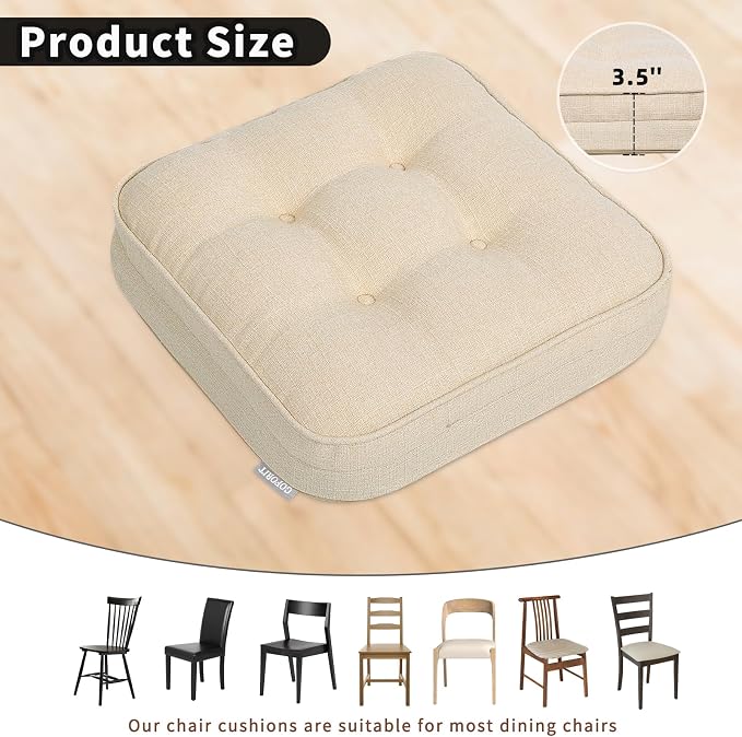 GOFORIT Chair Cushions, Tufted Shredded Memory Foam Chair Pads, Non-Slip Seat - Image 4