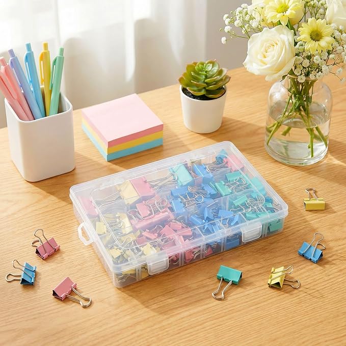 180 Pcs Binder Clips Assorted Sizes, Colored Binder Paper Clips Office Clips - Image 2