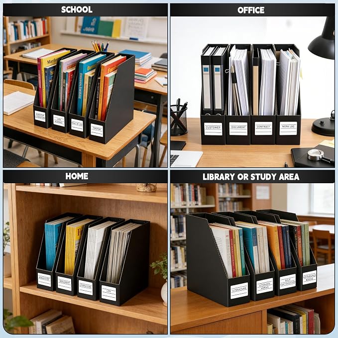 YOTINO Black Magazine Holder, 6 Pack Cardboard Magazine File Holders, Vertical - Image 7