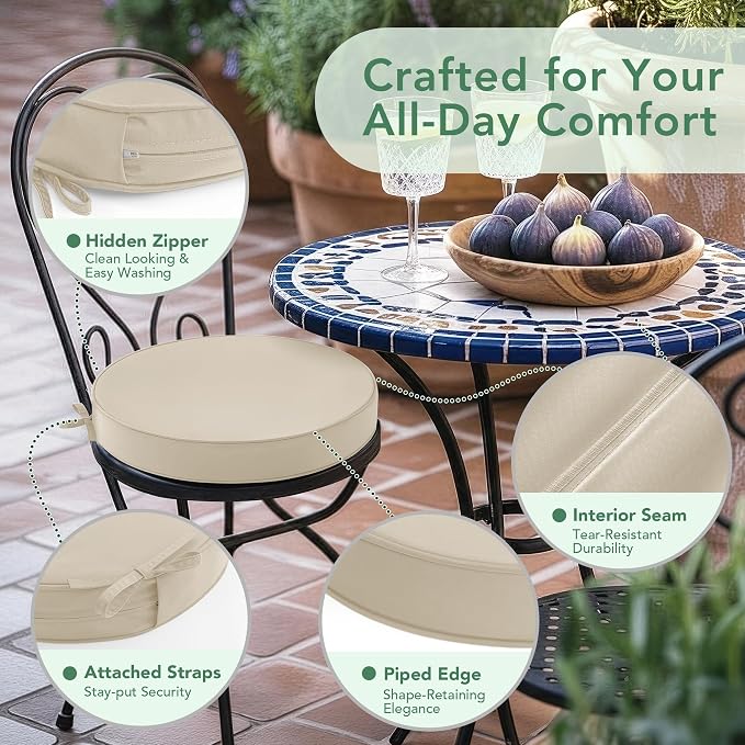 Summsun Outdoor Bistro Chair Cushions Set of 4 - Image 4