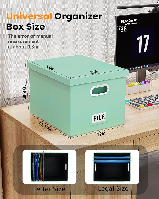 Oterri 2 Pack File Storage Organizer Box, Portable File Box - Image 2