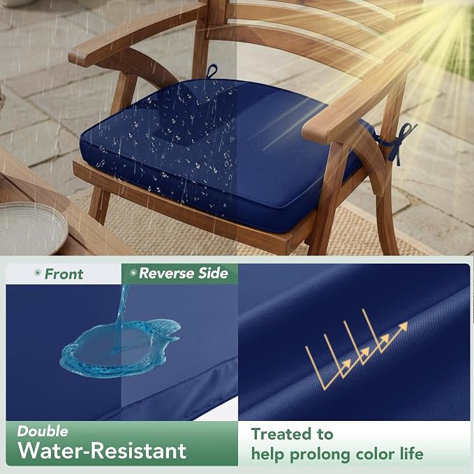 Outdoor Chair Cushions Set of 4: Waterproof & Fade Resistant Patio Furniture - Image 3