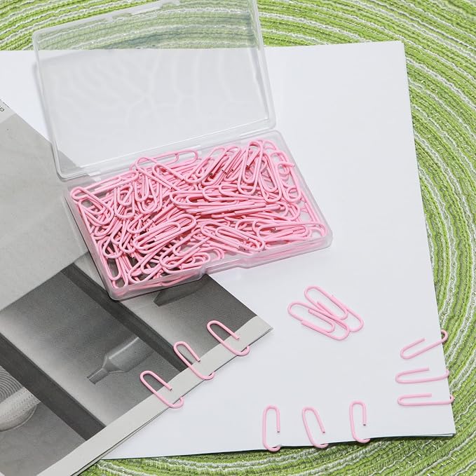 100 Pcs Pink Paper Clips, 1.1 Inch Colorful Paperclips | Vinyl Coated, Colored - Image 5