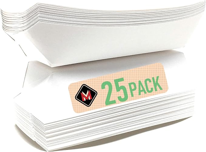 Mr Miracle 7 Inch Paper Hot Dog Tray in White. Pack of 25. Disposable, by MrMiracle