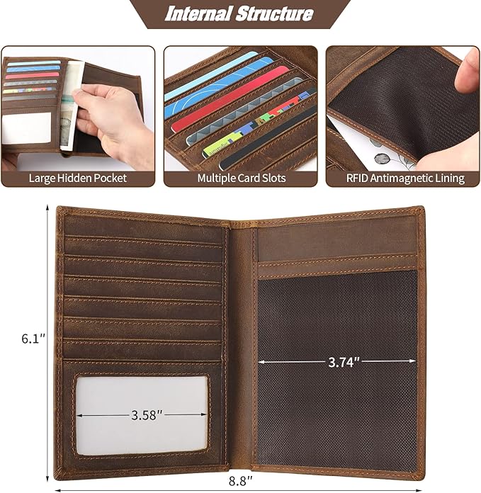 Jack&Chris Leather Passport Holder RFID Blocking Passport Travel Wallet Cover - Image 5