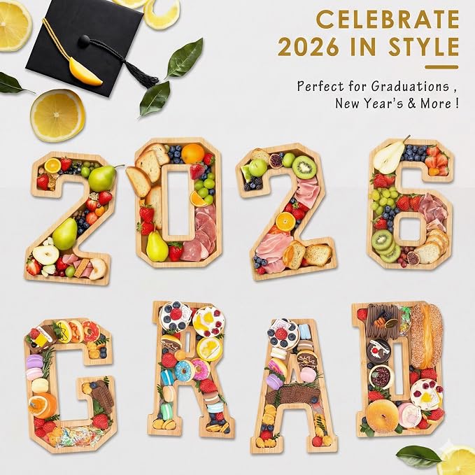 4PCS Wooden Graduation Decorations Number Charcuterie Board Box- GRAD - Image 5