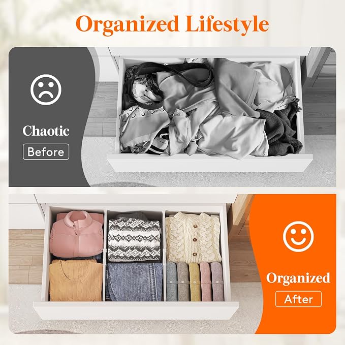 Lifewit 8" Tall 4 Pack Drawer Dividers, 13.8"-22.2" Adjustable Deep Drawer - Image 8