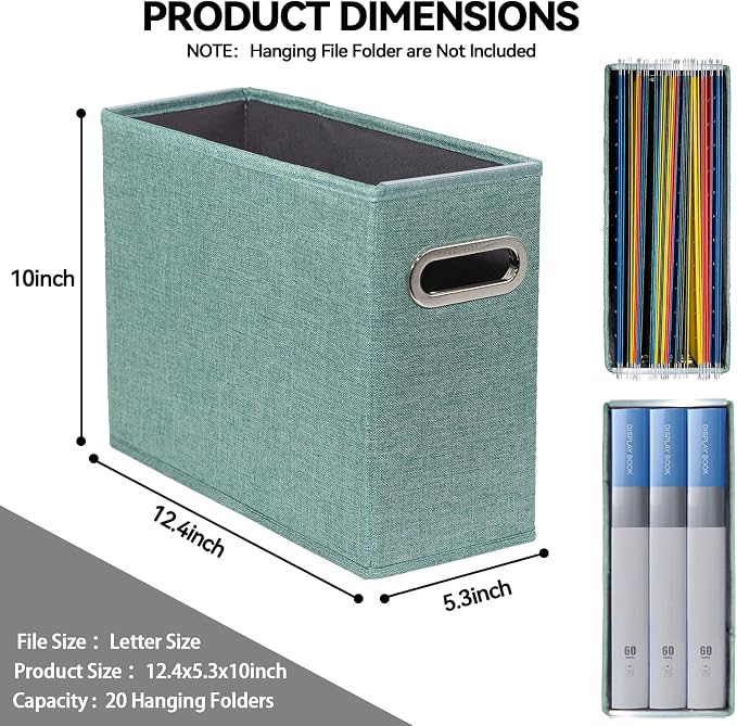 2 Pack Letter Size File Storage Box Collapsible，Fabric Hanging File Folders - Image 2