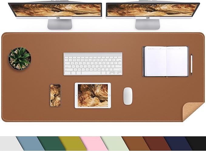 AFIING Cork Desk Mat 55" x 17", Dual-Sided Natural Cork & PU Leather Desk Pad by AFIING