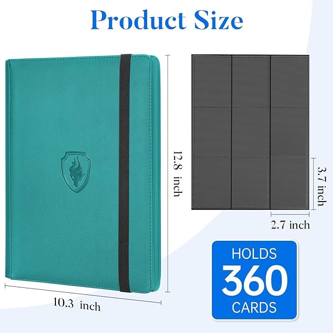 Premium 9 Pocket Card Binder for 360 Cards, Fabmaker PU Cover Trading Card - Image 6