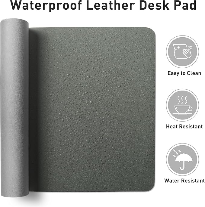 Aothia Faux Leather Desk Mat – Large Mouse Pad, Non-Slip PU Leather Blotter - Image 6