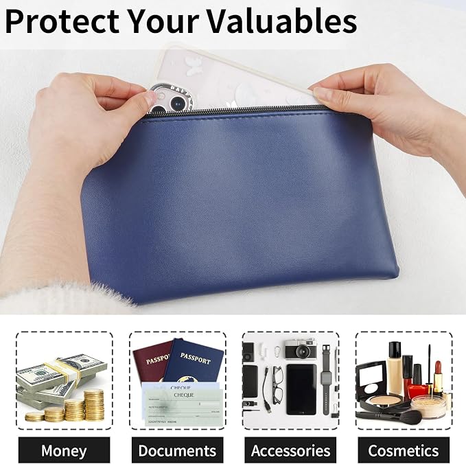 4 Pack Money Bags with Zipper, 11x6.1 Inch PU Leather Cash Pouch, Secure Bank - Image 6