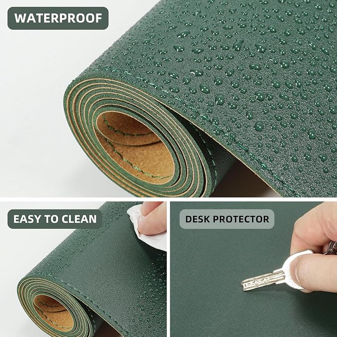 AFIING Cork Desk Mat 47" x 23.6", Dual-Sided Natural Cork & PU Leather Desk Pad - Image 3