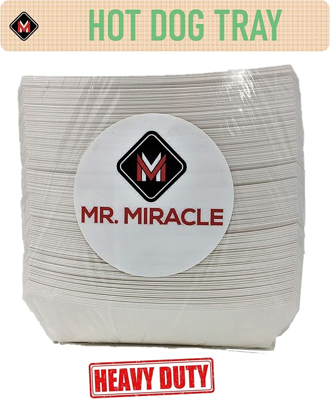 Mr Miracle 7 Inch Paper Hot Dog Tray in White. Pack of 100. Disposable - Image 3