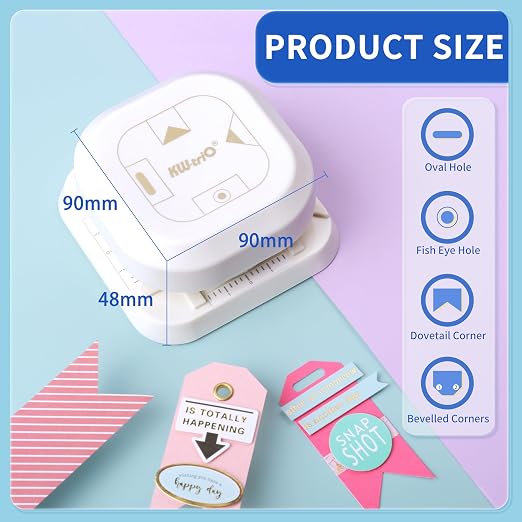 4 in 1 Tag Punch for Paper Crafts, Kaluofan 2024 New Gift Tag Marker Punch - Image 2