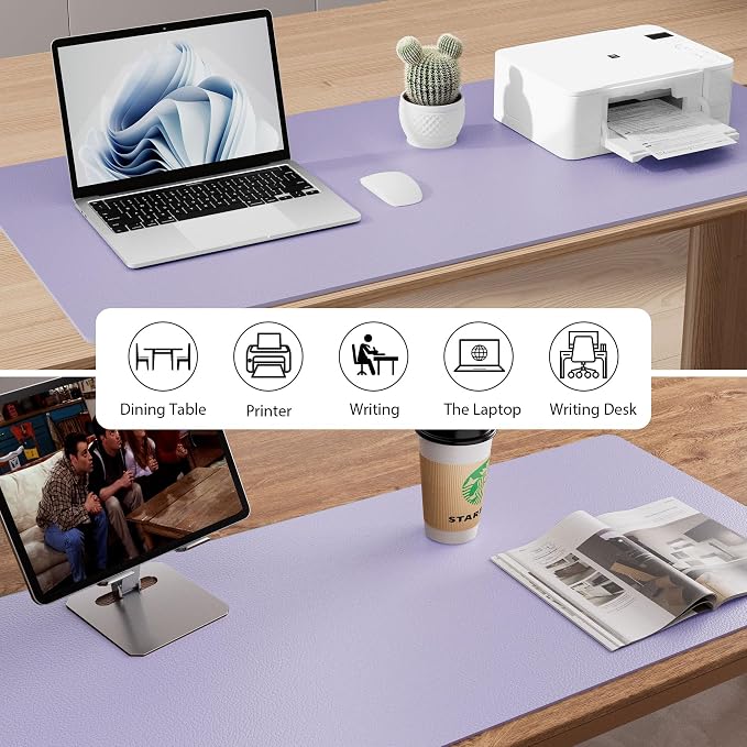 Leather Desk Pad Protector, Mouse Pad, Office Desk Mat, Non-Slip PU Leather - Image 5