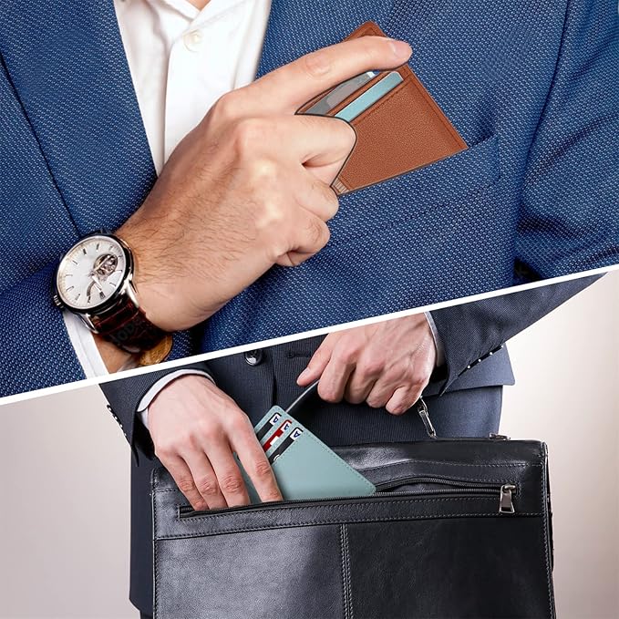Travelambo Front Pocket Minimalist Leather Slim Wallet RFID Blocking Medium Size - Image 5