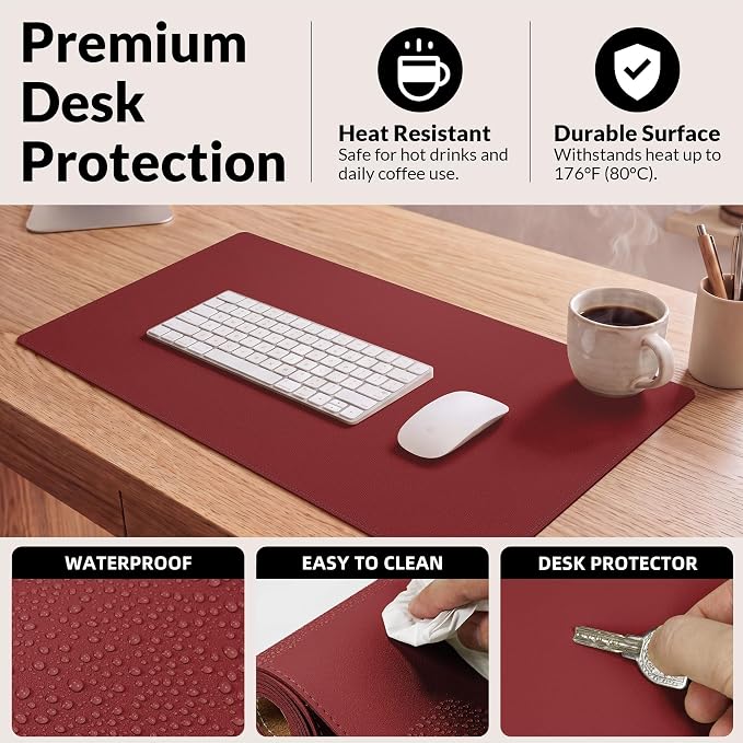 AFIING Cork Desk Mat, 35.4" x 17", Desk pad Protector | Dual-Sided Cork & PU - Image 7