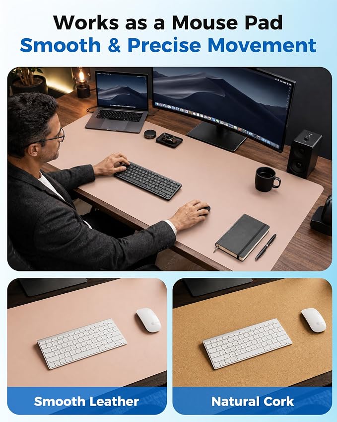 Aothia Double-Sided Desk Pad – 25.6"x13.7" Large Mouse Pad, Leather Desk Mat - Image 3