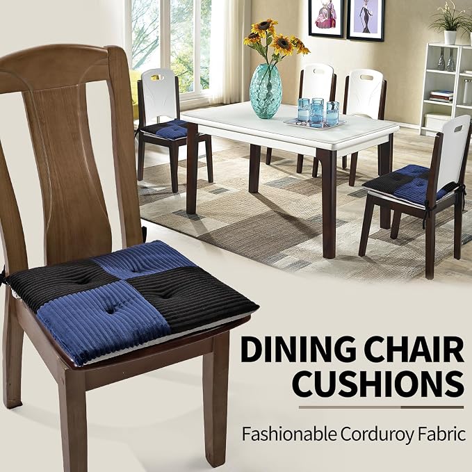 Office Stacking Chair Cushions 4 Pack, Corduroy High Density Foam Kitchen Seat - Image 3