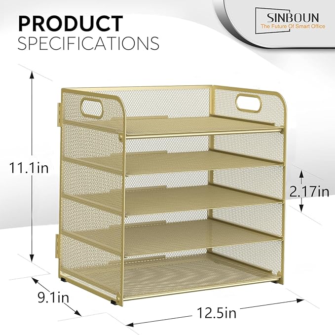 Sinboun Letter Tray Paper Organizer 5-Tier Desk Organizer File Organizer Paper - Image 2