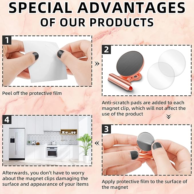 Grtard 24pack Rose Gold Magnetic Clips, Strong No-Scratch Refrigerator Magnets - Image 5