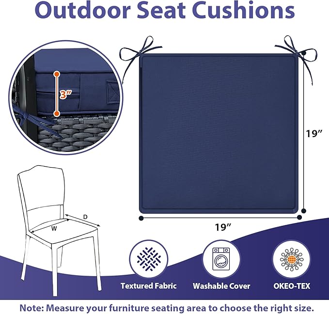 IPYNBAP Outdoor Chair Cushions Set of 4 -Waterproof Outdoor Seat Cushions - Image 6