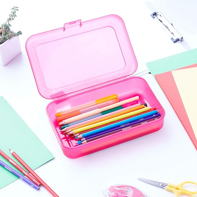 Amazon Basics Large Pencil Cases, Storage Organizer, Durable Plastic School - Image 8