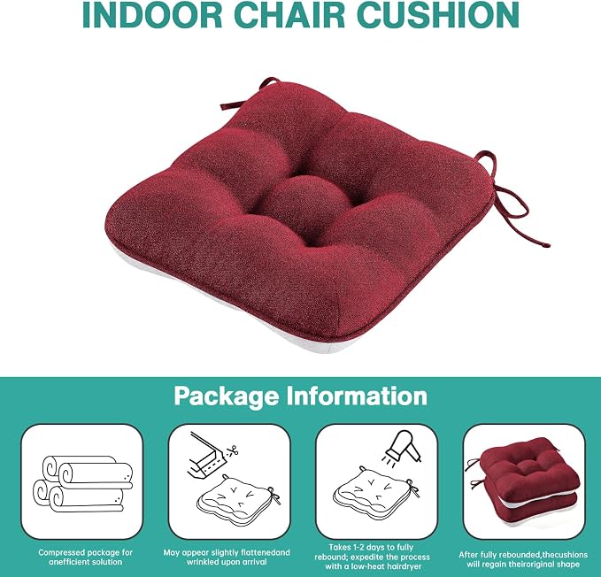 BETU Chair Cushions for Dining Chairs Set of 6, 3.5" Thick Kitchen Table Chair - Image 9