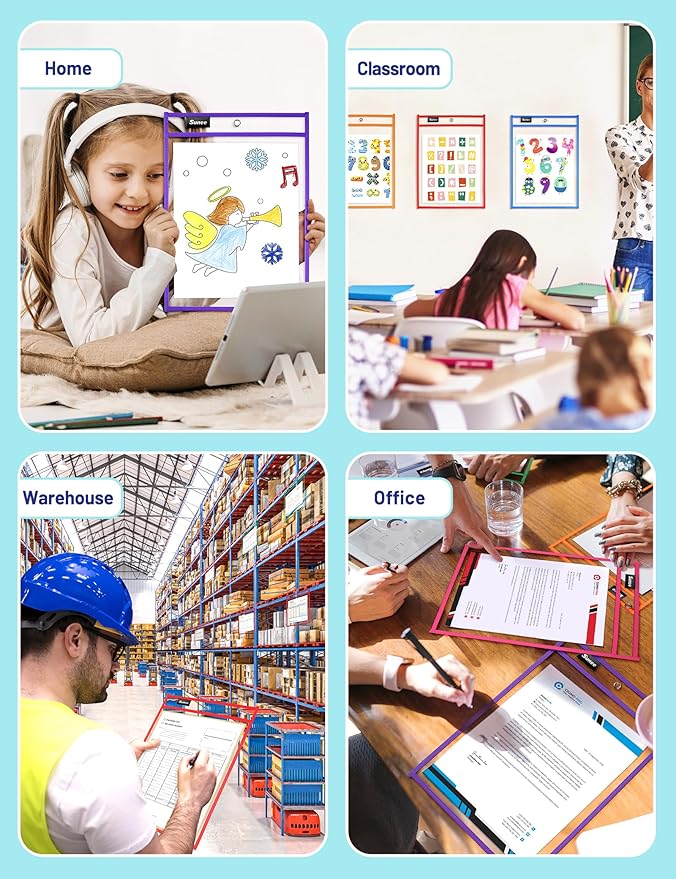 SUNEE 35 Packs Oversized Reusable Dry Erase Pocket Sleeves - Image 7