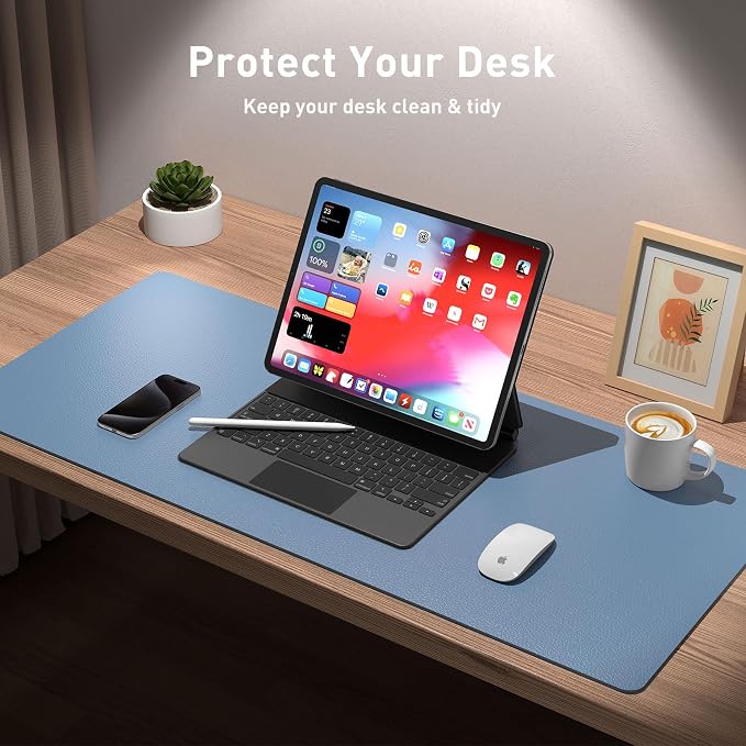 Aothia Leather Desk Pad Protector, Office Desk Mat, Large Mouse Pad, Non-Slip - Image 3