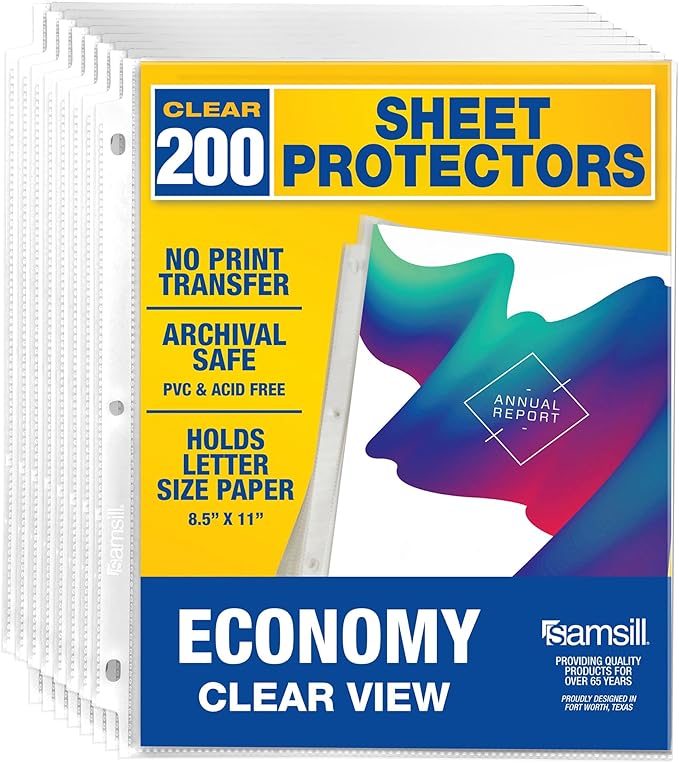 Samsill 200 Pack Sheet Protectors, 8.5x11 Inch Page Protectors by Samsill