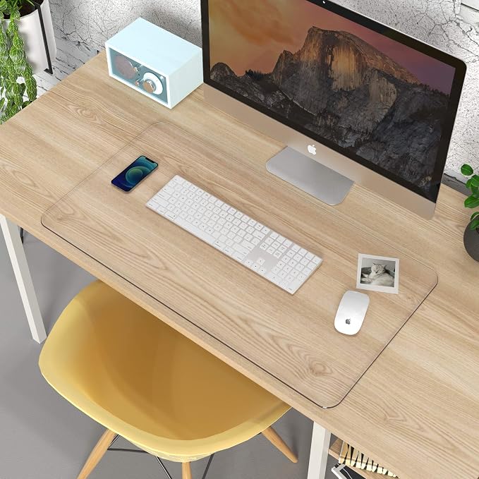 Oterri Clear Writing Desk Pad, 24’’x48” Heat Resistant Waterproof PVC Round - Image 3