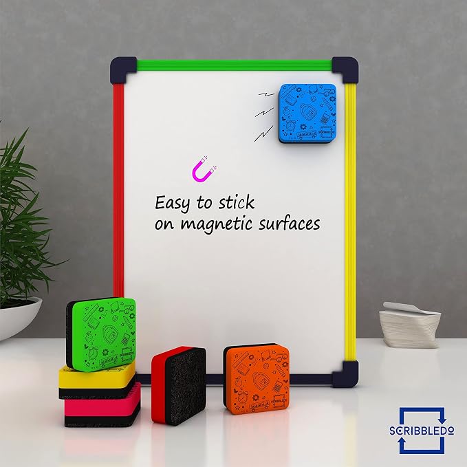 12 Pack Dry Erase Erasers Assorted Colors Magnetic Whiteboard Erasers - Image 7